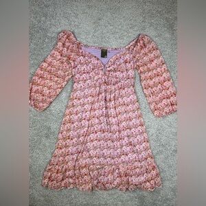 Taylor Dress Womens 4 Keyhole Detail Ruffled Hem Flowers Flowy Sheer Sleeves